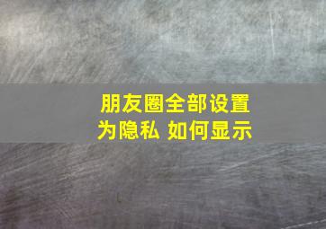 朋友圈全部设置为隐私 如何显示